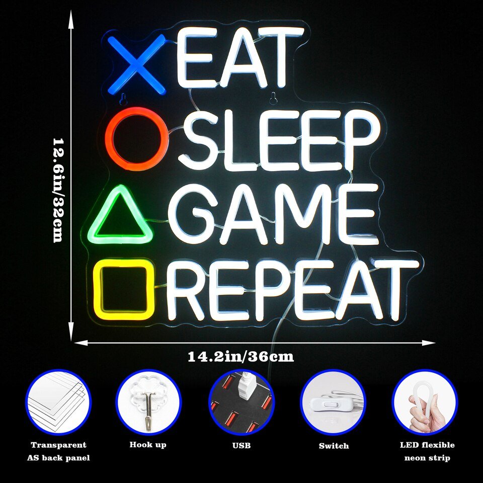Néon "EAT SLEEP GAME REPEAT" - 6