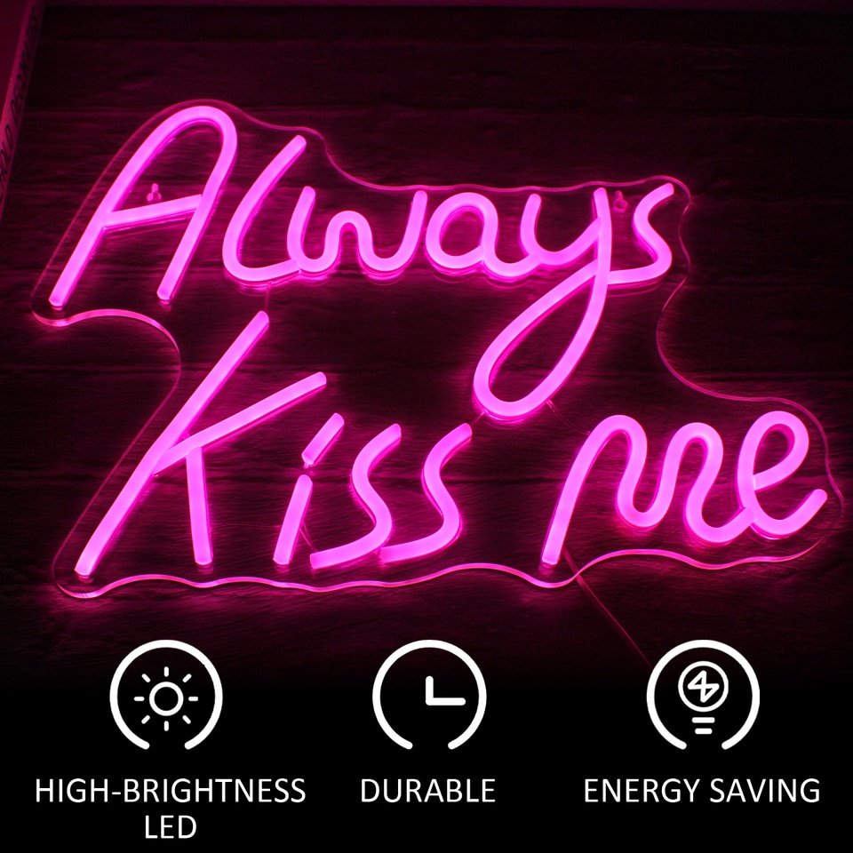 Néon "Always Kiss Me" rose - 4