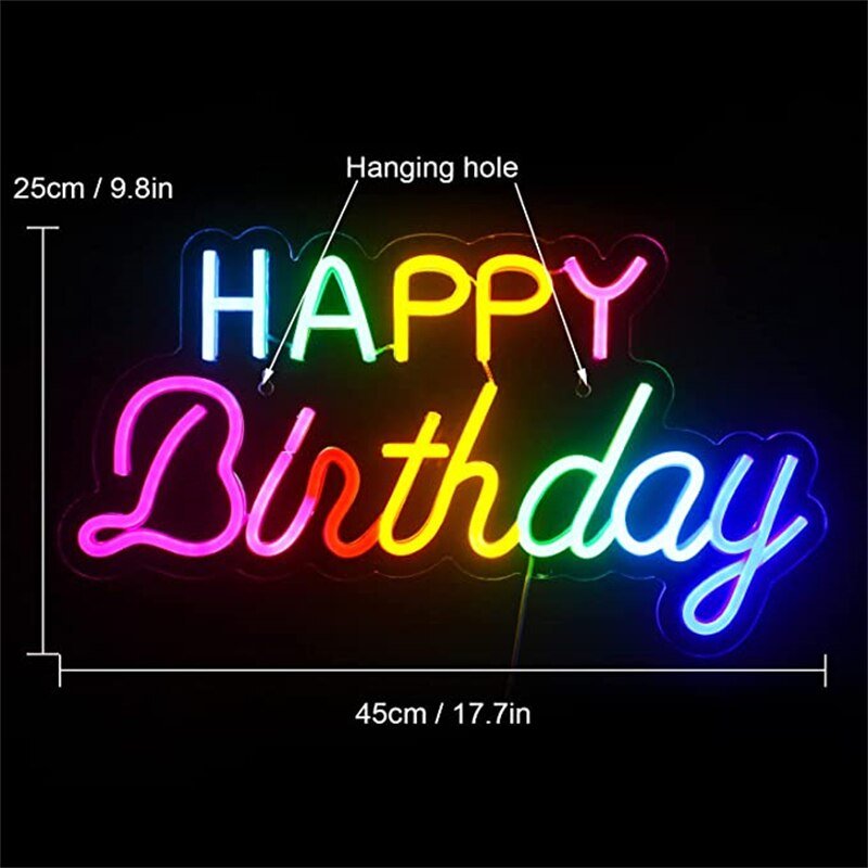 Néon "Happy Birthday" Coloré - 4