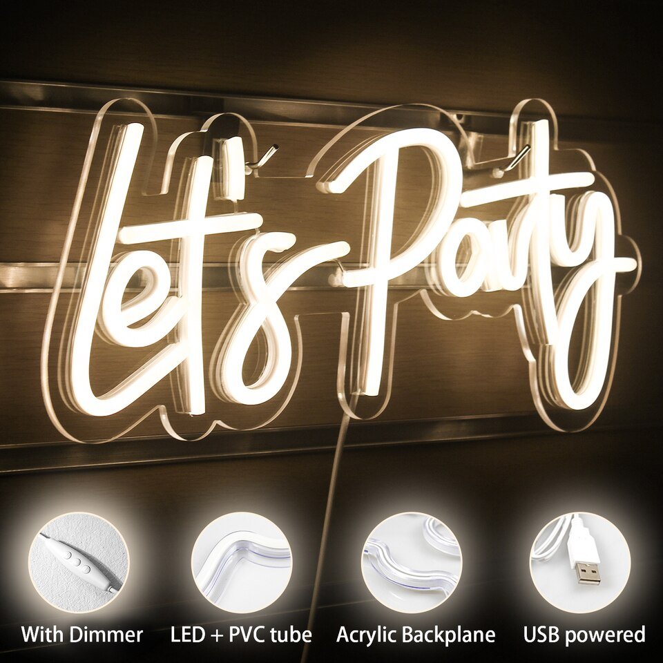 Néon "Let's Party" Acrylique - 2